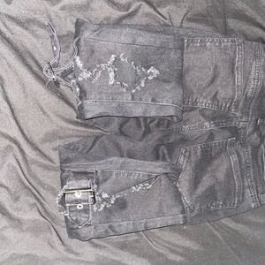 Black punk style pants